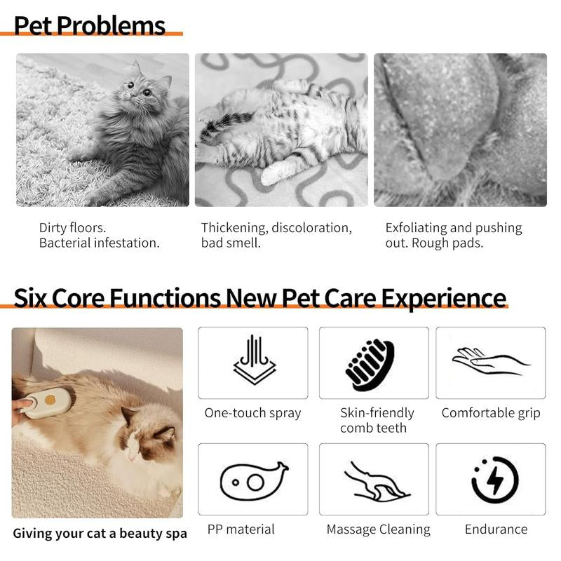Pet Steam Brush,Cat Dog Hair Remover, Adjustable Pet Hair Remover,Pet Steamy Mist,Steam Pet Brush for Pet Hair 3-In-1 Steamy Cat Brush Grooming Comb for Dogs Steam Brush for Cats Remove Flying Fur Steam Advanced Pet Hair Removal Comb Pet Pal Brush