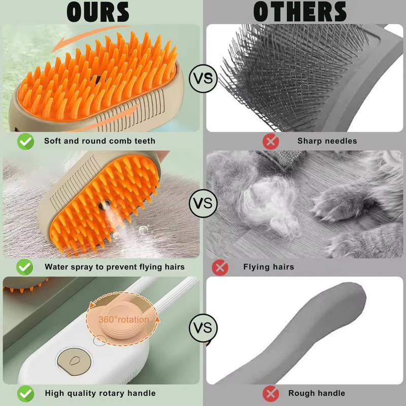 Pet Steam Brush,Cat Dog Hair Remover, Adjustable Pet Hair Remover,Pet Steamy Mist,Steam Pet Brush for Pet Hair 3-In-1 Steamy Cat Brush Grooming Comb for Dogs Steam Brush for Cats Remove Flying Fur Steam Advanced Pet Hair Removal Comb Pet Pal Brush