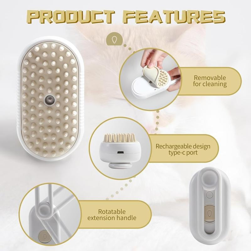 Pet Steam Brush,Cat Dog Hair Remover, Adjustable Pet Hair Remover,Pet Steamy Mist,Steam Pet Brush for Pet Hair 3-In-1 Steamy Cat Brush Grooming Comb for Dogs Steam Brush for Cats Remove Flying Fur Steam Advanced Pet Hair Removal Comb Pet Pal Brush