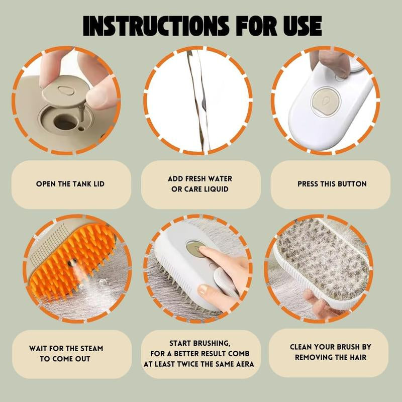 Pet Steam Brush,Cat Dog Hair Remover, Adjustable Pet Hair Remover,Pet Steamy Mist,Steam Pet Brush for Pet Hair 3-In-1 Steamy Cat Brush Grooming Comb for Dogs Steam Brush for Cats Remove Flying Fur Steam Advanced Pet Hair Removal Comb Pet Pal Brush