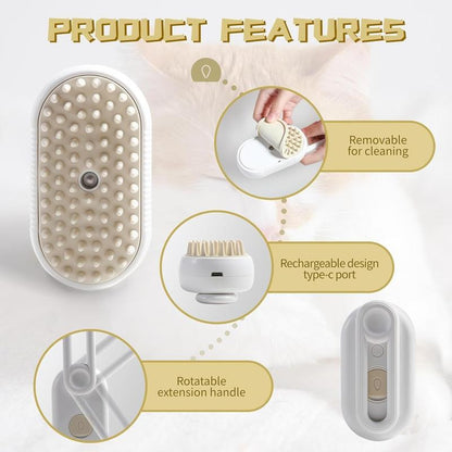 Pet Steam Brush,Cat Dog Hair Remover, Adjustable Pet Hair Remover,Pet Steamy Mist,Steam Pet Brush for Pet Hair 3-In-1 Steamy Cat Brush Grooming Comb for Dogs Steam Brush for Cats Remove Flying Fur Steam Advanced Pet Hair Removal Comb Pet Pal Brush